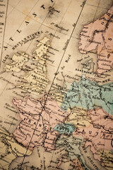 Fototapeta na wymiar Greenwich Date Line | North Atlantic Countries | Atlas Classique circa 1869 | Antique Map 