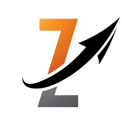 Orange and Black Futuristic Letter Z Icon with an Arrow
