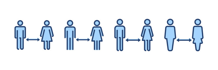 Social distancing vector. social distance sign and symbol. self quarantine sign