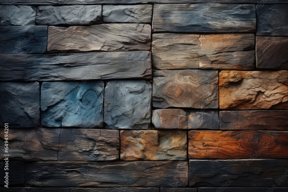Aufkleber wooden bricks texture with layered abstract forms