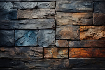 Wooden bricks texture with layered abstract forms