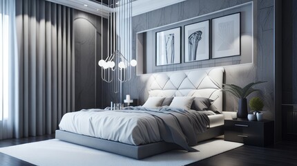 Interior design of modern elegant bedroom.