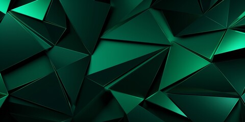 Green Glossy Surface Creative Abstract Geometric Texture. Screen Wallpaper. Digiral Art. Abstract Bright Surface Geometrical Horizontal Background. Ai Generated Vibrant Texture Pattern.