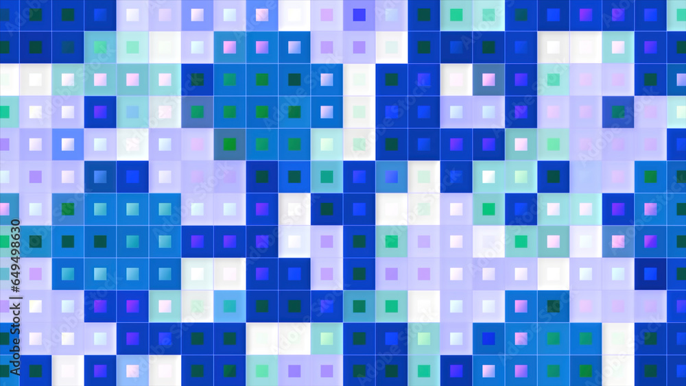 Poster colorful flashing squares in retro style. motion. retro computer background with flashing squares an