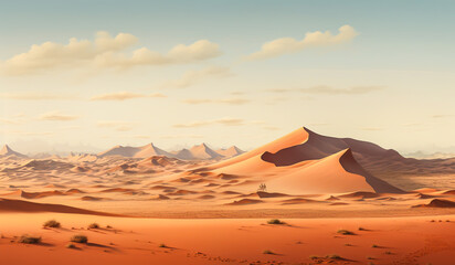 Desert landscape with dry and cracked soil. Climate change concept. AI generated