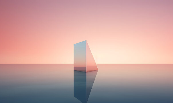 Fototapeta The shape of a 3d triangular wedge against a subtle minimalist gradient background