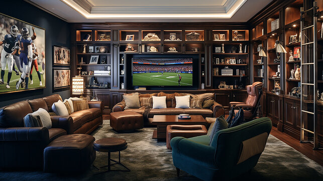 Inviting Sports Hideaway: Luxurious Man Cave