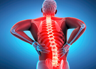 back pain anatomical hologram backache spinal lumbar disease analgesic health illustration