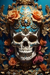 Ornate Skull in Baroque Splendor - Generative AI




