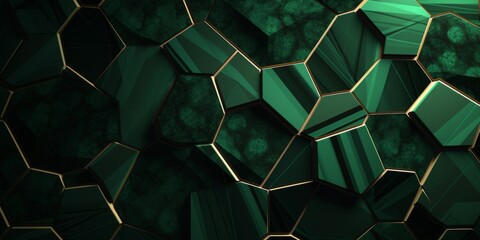 Malachite Crystal Creative Abstract Geometric Texture. Screen Wallpaper. Digiral Art. Abstract Bright Surface Geometrical Horizontal Background. Ai Generated Vibrant Texture Pattern.