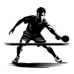 Shadow of an athlete playing ping pong - obrazy, fototapety, plakaty