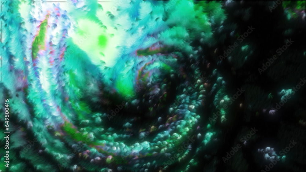 Poster spiral cosmic explosion. motion. swirling misty spiral with shiny particles. colorful spiral rotates