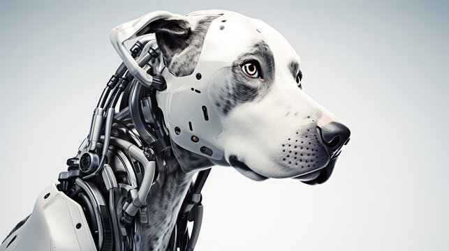 近未来のロボット犬の顔アップ