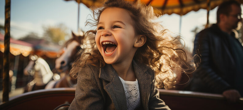 child enjoying day in the amusement park