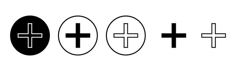 Plus Icon set illustration. Add plus sign and symbol
