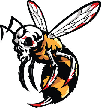 Bloody Killer Bee with an Aggressive Skull