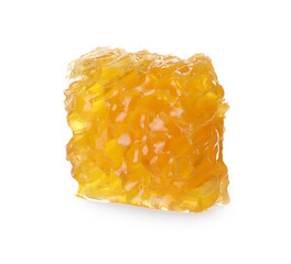Natural honeycomb with tasty honey isolated on white