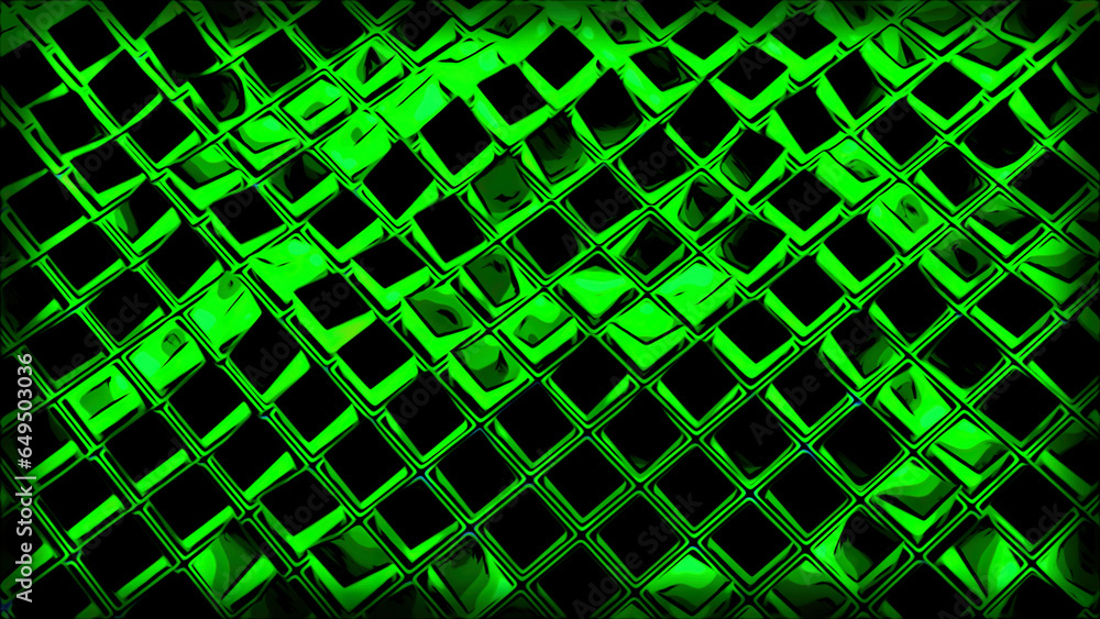 Poster waves with grid or cubes. design. black 3d cubes move in waves with grid. black cubes oscillate and 