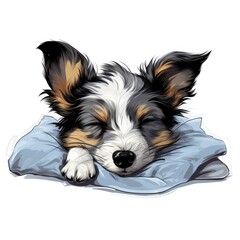 The Cute dog goes to sleep in cartoon style isolated on a white background