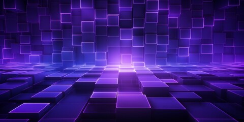 Violet LED Creative Abstract Geometric Texture. Screen Wallpaper. Digiral Art. Abstract Bright Surface Geometrical Horizontal Background. Ai Generated Vibrant Texture Pattern.