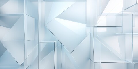 White Glass Creative Abstract Geometric Texture. Screen Wallpaper. Digiral Art. Abstract Bright Surface Geometrical Horizontal Background. Ai Generated Vibrant Texture Pattern.