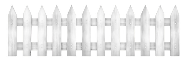 White wooden fence, cut out