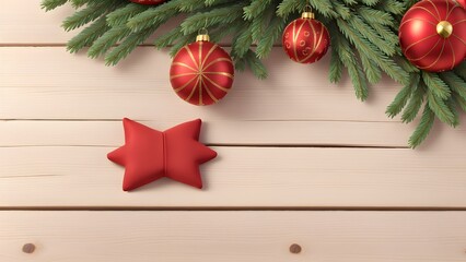 Fototapeta na wymiar christmas decorative with wooden background
