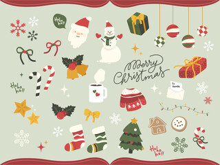 Hand-drawn Christmas icon set