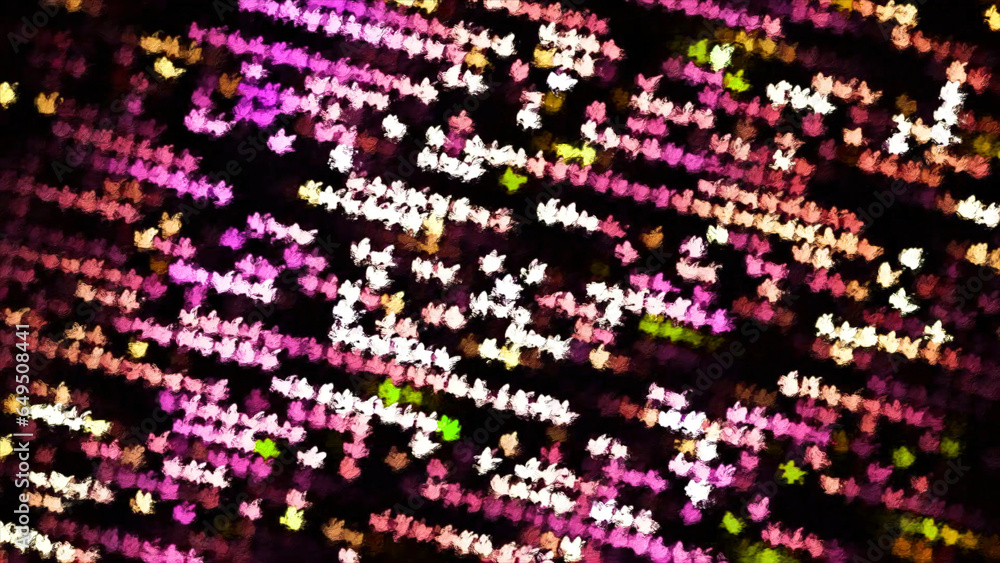 Poster rotating background with bright dots moving lines. motion. moving streams of flashing dots in disco 
