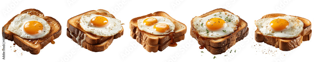 Wall mural a set of piece of toast with egg isolated on a transparent background