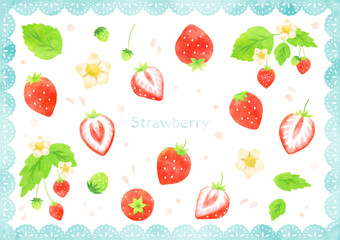 かわいい苺のイラスト素材セット