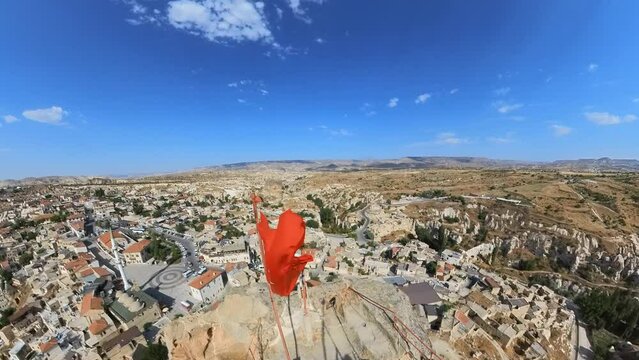 Turkish Ortahisar Castle stands as testament to Cappadocia's rich heritage, offering not only a glimpse into its historical past but also magnificent viewpoint to admire the surreal Nevsehir landscape