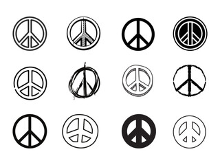 Peace Sign Icon Set. Peace Vector Illustration Logo Peace Signs Isolated Collection