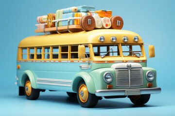 Back-to-School Bus Loaded with Supplies: A Vibrant Illustration. Generative AI