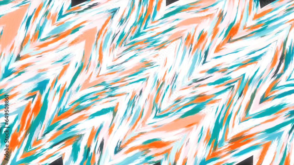 Poster colorful moving stripes in wavy stream of zigzags. motion. hypnotic animation of wavy zigzags. visua
