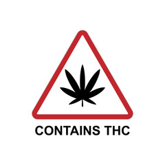 Contains THC Warning. Information Product, Tetrahydrocannabinol Symbol for Design and  Medical Websites, Presentation or Application.