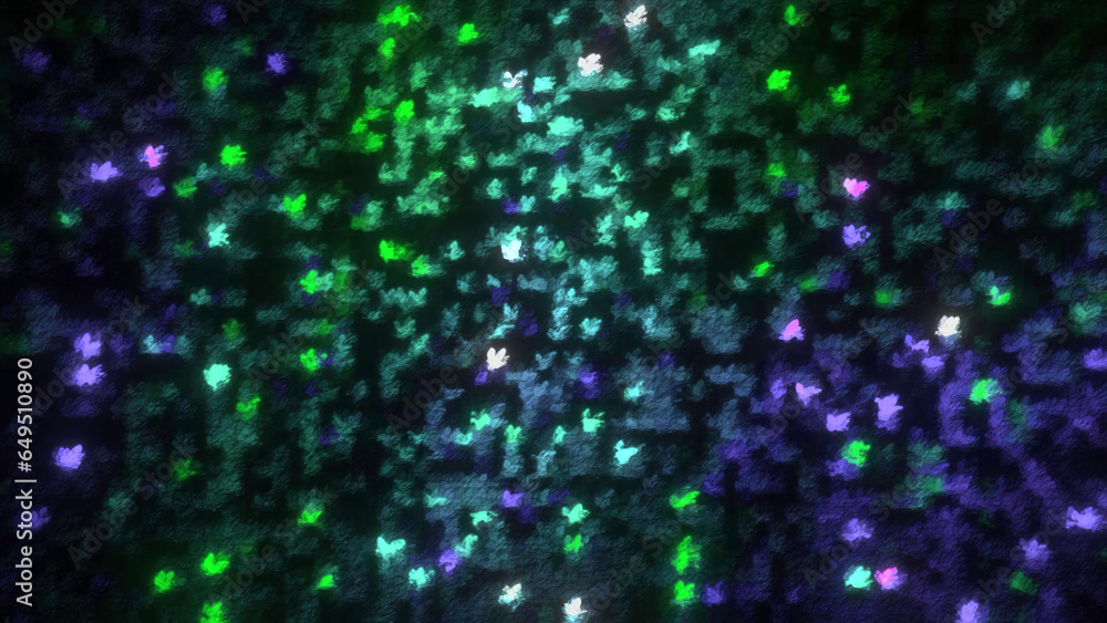 Poster colorful flashing dots for festive background. motion. computer glowing dots blink in disco style. f