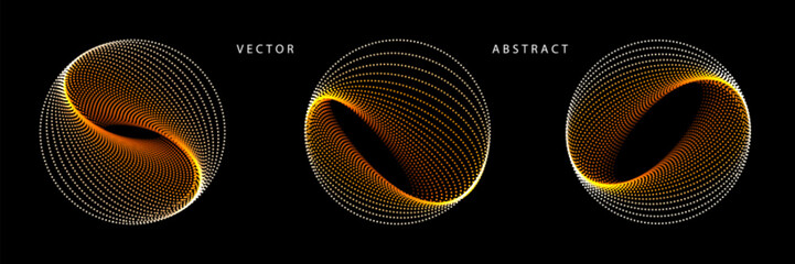 Set of Circular Graphic Elements. Abstract Geometric Dotted Shapes. Vector Illustration.