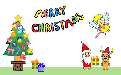 MerryChristmas.Heartwarming christmas landscape illustration.