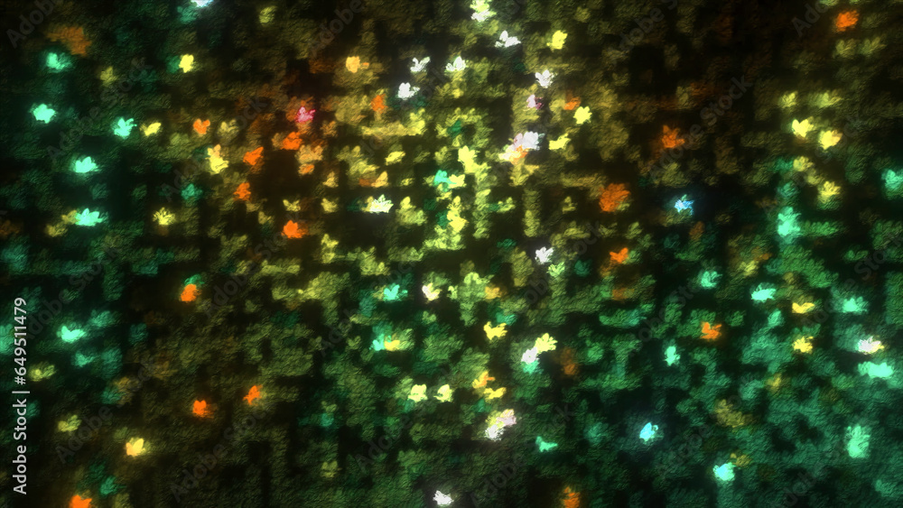 Poster colorful flashing dots for festive background. motion. computer glowing dots blink in disco style. f