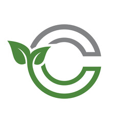 letter C with leaf