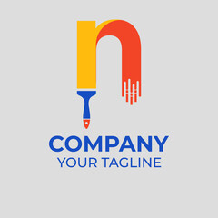 brush logo and letter n