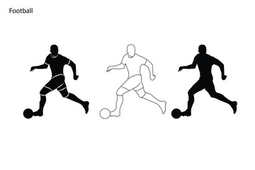 Fototapeta na wymiar Football players vector silhouette illustration isolated on white background. 