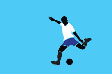 Fototapeta na wymiar Football Silhouette Sport. football soccer player man in action isolated color background. Vector illustration 