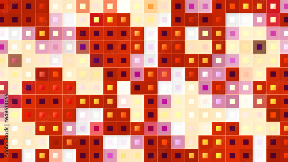 Poster colorful computer squares blink and appear. motion. colorful squares with dots blink in computer ret