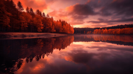 Evening Reverie: Lakeside Trees at Sunset