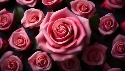 A vibrant bouquet of pink flowers symbolizes love and romance generated by AI