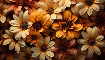 Fototapeta premium Vibrant colored flowers blossom, nature beauty in a formal garden generated by AI
