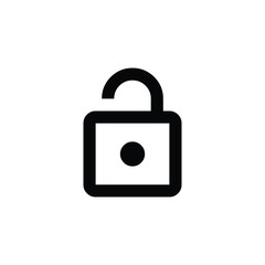 open lock icon, vector illustratin, black icon, white background
