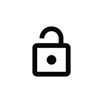 open lock icon, vector illustratin, black icon, white background